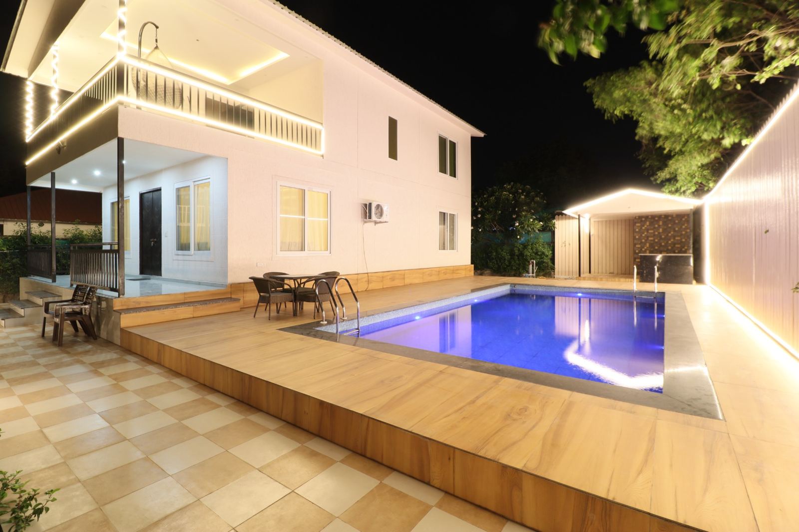 Night pool view 3